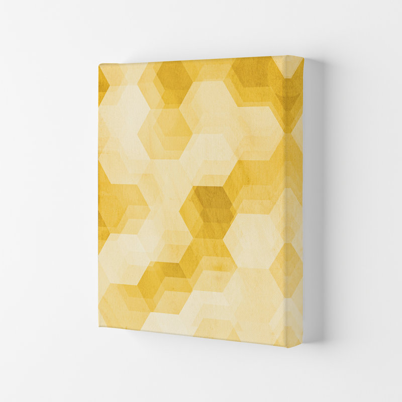 Yellow Hexagon Abstract A - Print, No Frame, 42cm H x 30cm W x 1cm D