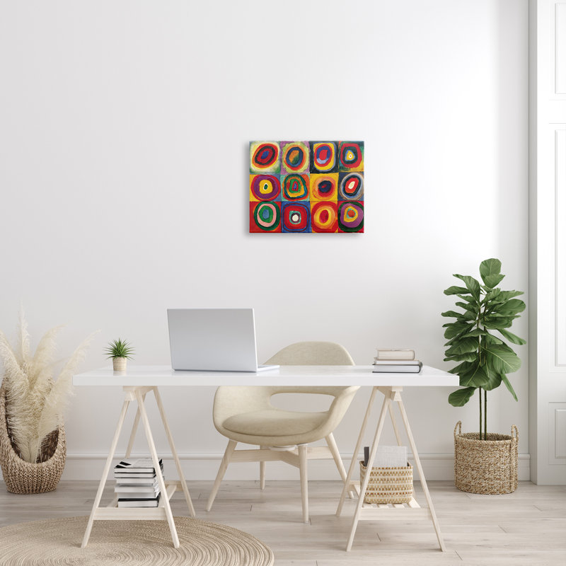 " Modern Circle Shapes Aligned Abstract Swirl Pattern " by Wassily Kandinsky Painting Print, 16" H x 20" W x 1.5" D