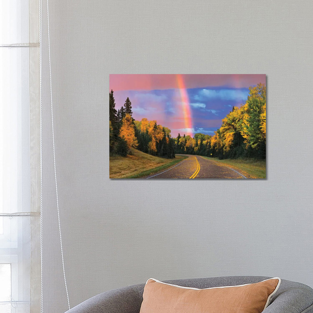 Canada, Saskatchewan, Prince Albert National Park. Rainbow After Storm. by Jaynes Gallery - Wrapped Canvas Gallery-Wrapped Canvas Giclée