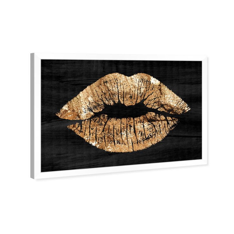 «Fashion and Glam Solid Kiss Night Lips», reproduction d'impression, H 17,5 po x l 25,5 po, Cadre blanc