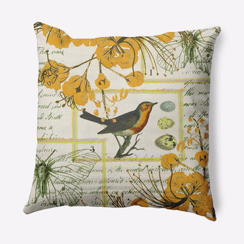 Coussin intérieur / extérieur Singing Bird, 20 po x 20 po, Mangue