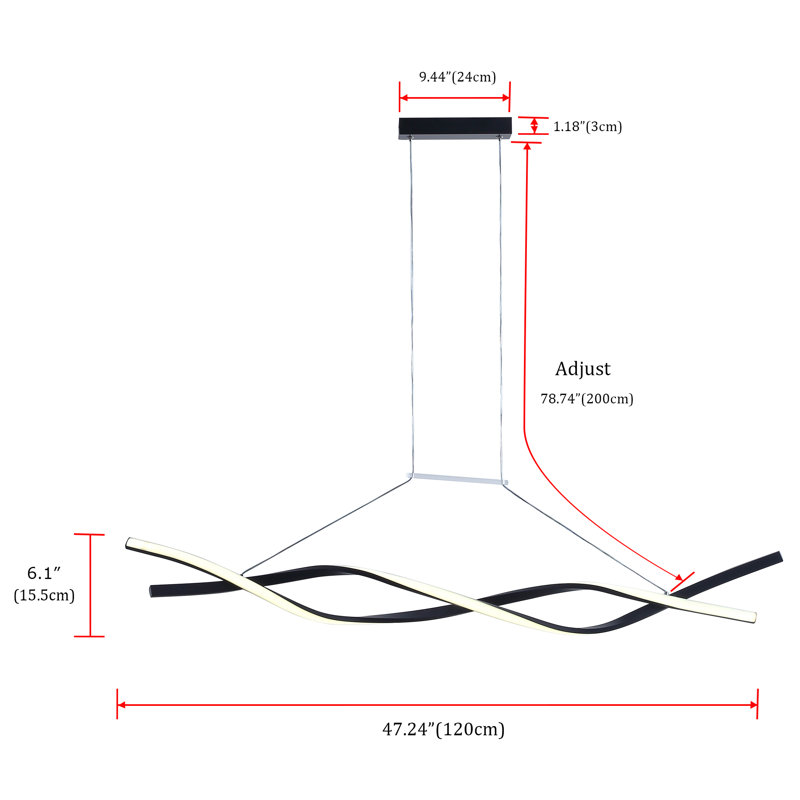 Luminaire suspendu géométrique 2 lumières DEL, Noir