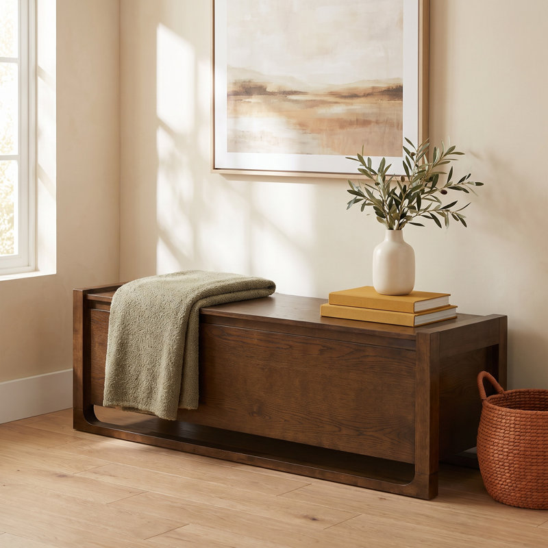 Maddie Tyrell Wood Storage Bench, Walnut