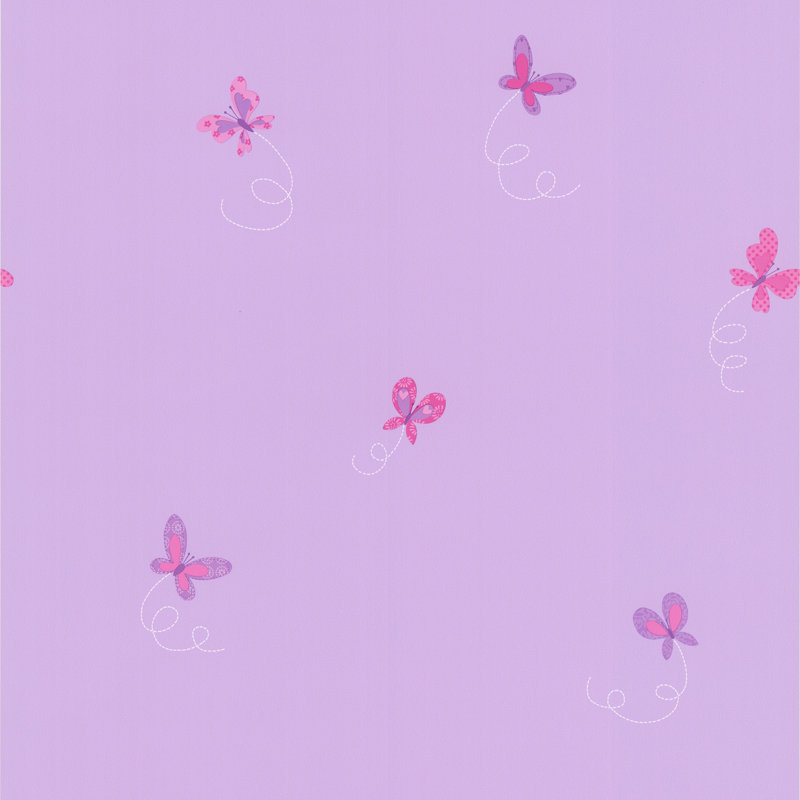 Rouleau de papier peint à motif animalier Kids World Flutter par L 33 pi x l 20,5 po, Mauve
