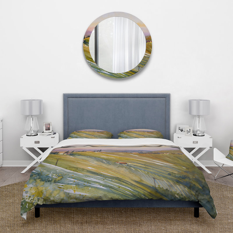 Ensemble de housse de couette Vineyard At Dawn In Tuscany en Italie - Microfibre de polyester