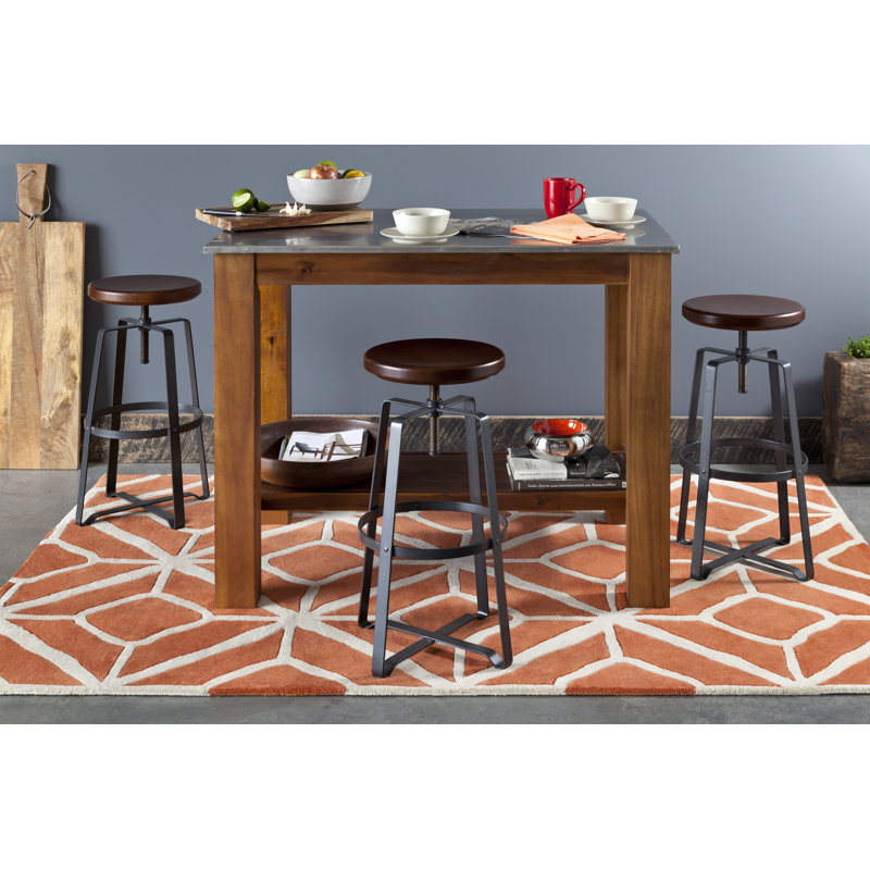 Borset Authentic Hand-Tufted Handmade Orange & Cream Modern Geometric Design Wool Area Rug, Rectangle 5' x 7'6"