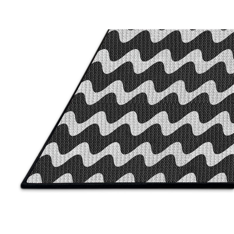 Tapis gris/zone noire à motifs, Rectangle 5 pi x 7 pi