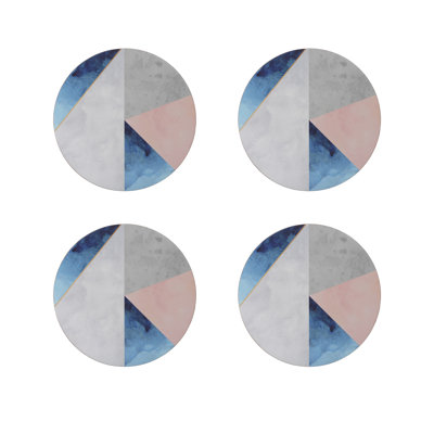 Geometric Palette Lacquered With Cork Backing Geometric Round Placemat