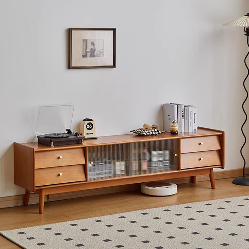 Meuble télé en bois de cerisier, H 19,88 po x l 59,06 po x P 14,37 po