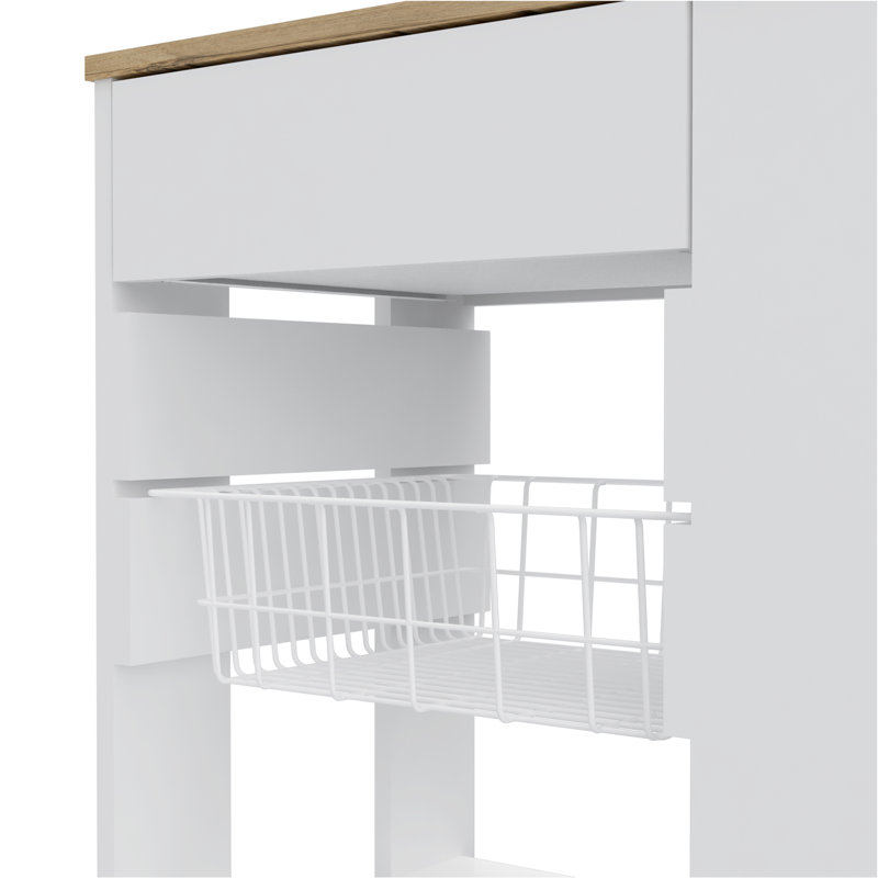 Blosson Kitchen Cart - White Light Oak, White