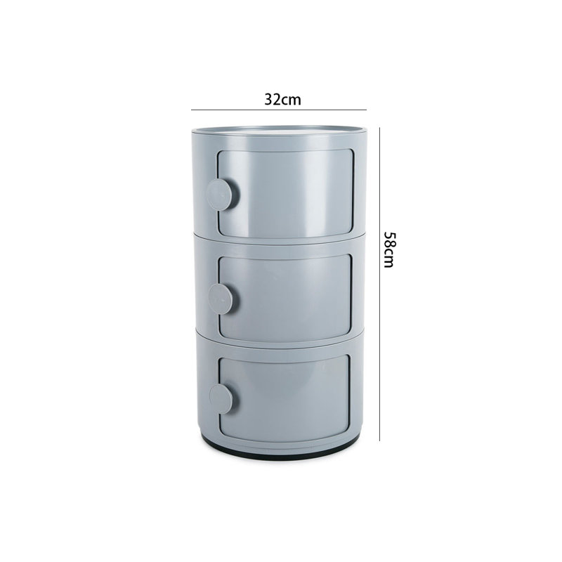 3-layer round cabinet with handles Side Table with Storage