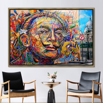 Salvador Dali Inspired Colorful Graffiti Artwork Printed on High-Quality Canvas