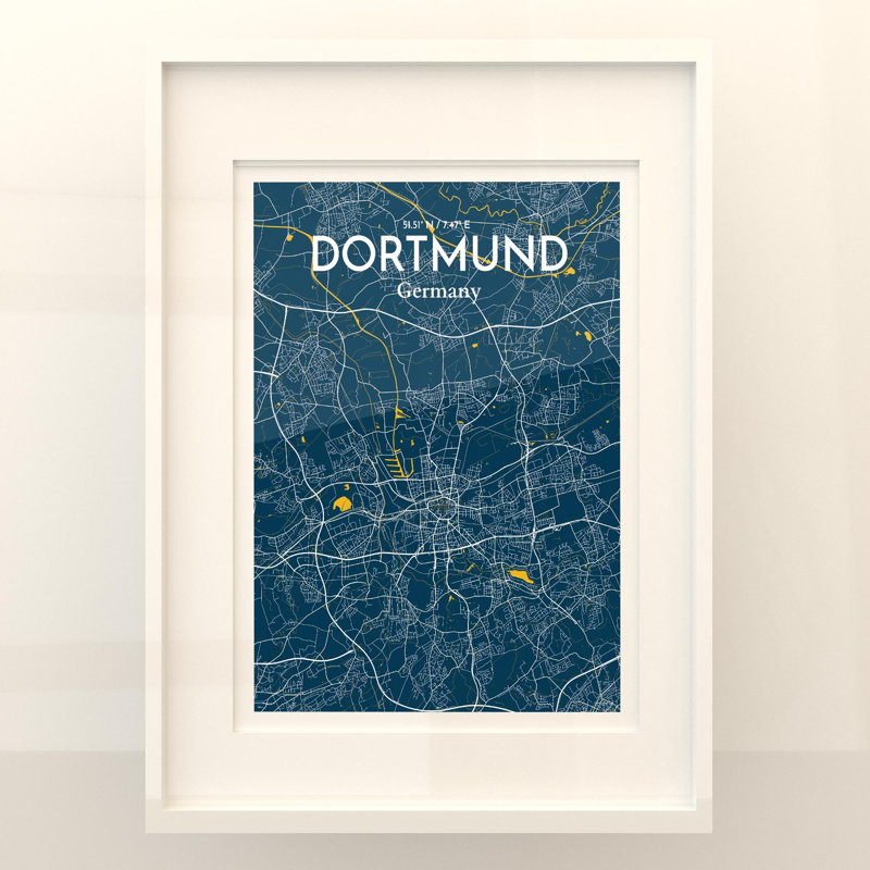 Dortmund City Map In Amuse - No Frame Print, 24cm H x 18cm W x 0.05cm D