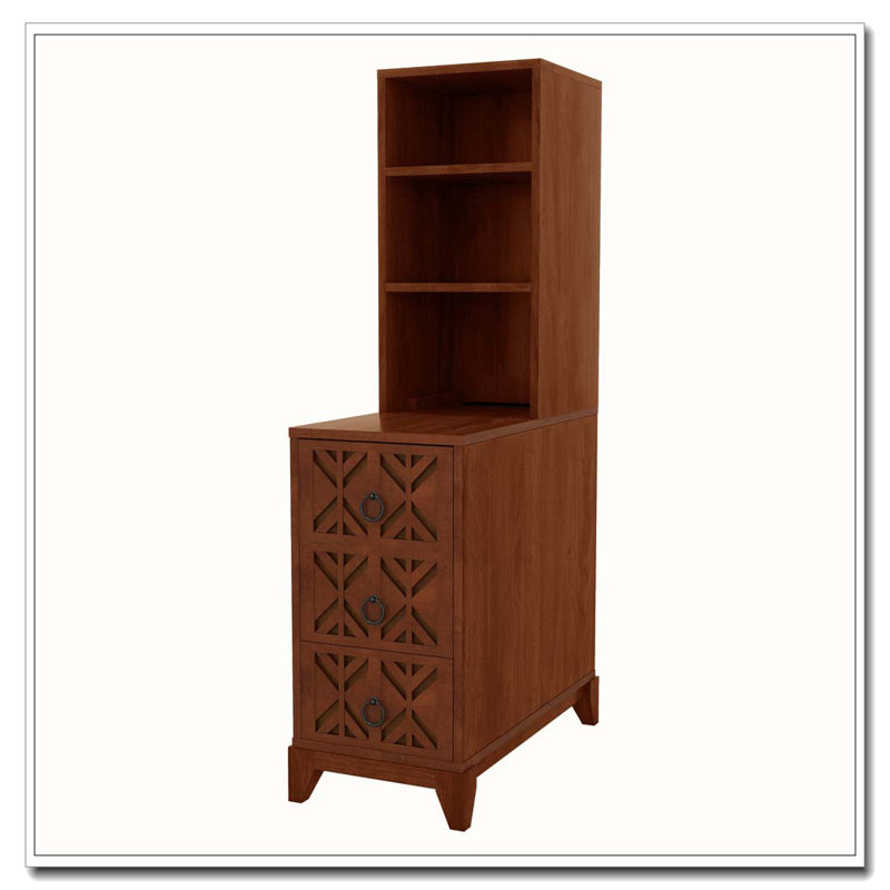 Table de bout avec 3 tiroirs, table de coin avec 2 tablettes ouvertes, table d'appoint haute pour chambre à coucher et coin