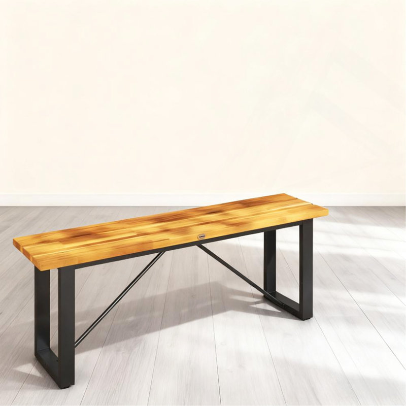 Banc de jardin sans dos pour 2 personnes pour porche, parc, teck