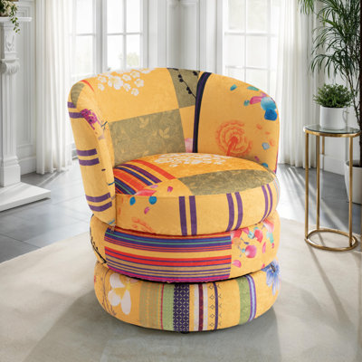 Velvet Swivel Barrel Chair