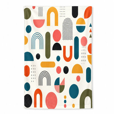 1Pcs Abstract Geometric Beach Towel, featuring colorful shapes and lines in a modern, artistic design. Quick-dry microfiber for, pool, travel, unisex.