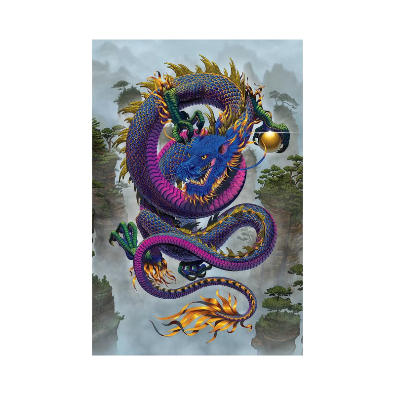 Good Fortune Dragon by Vincent Hie - Print on Canvas, 20.32 cm H x 30.48 cm W, Wrapped Canvas
