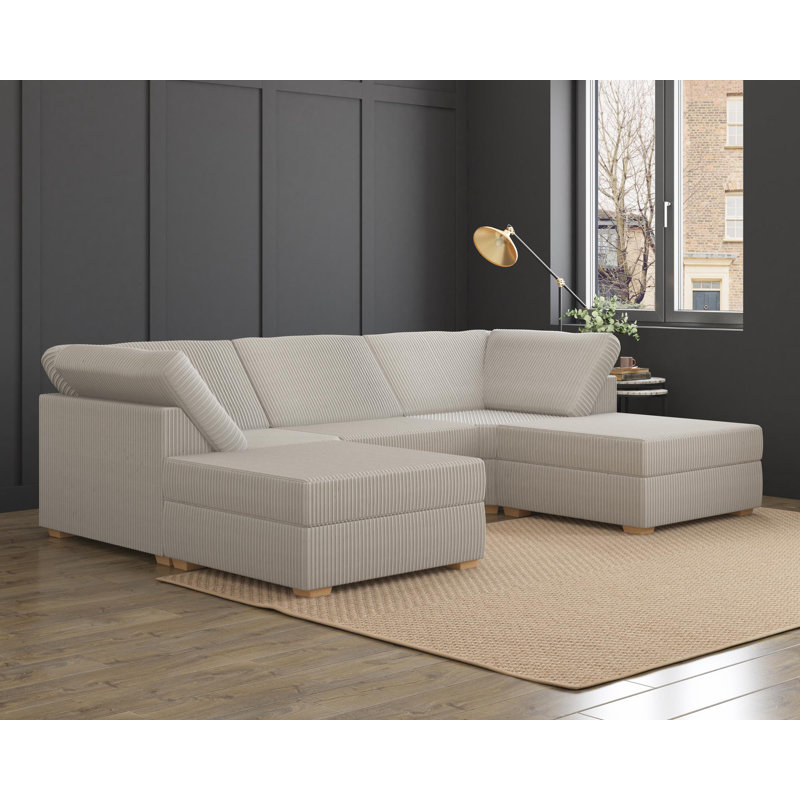 Nestle U Shape, Fixed Back, Stone Polyester