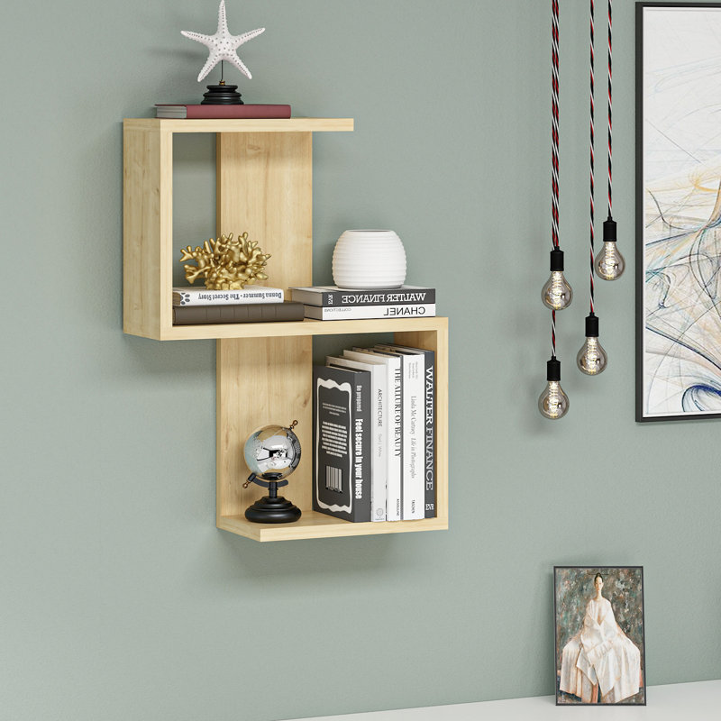 Sleek Sapphire Wall Shelf, 23.5 x 23.6 x 6.5 inches | 100% Melamine Coated Particle Board, Thickness: 0.7 inches | Multipurpose Hanging Rack, Modern Design, Perfect for Home or Office Organization