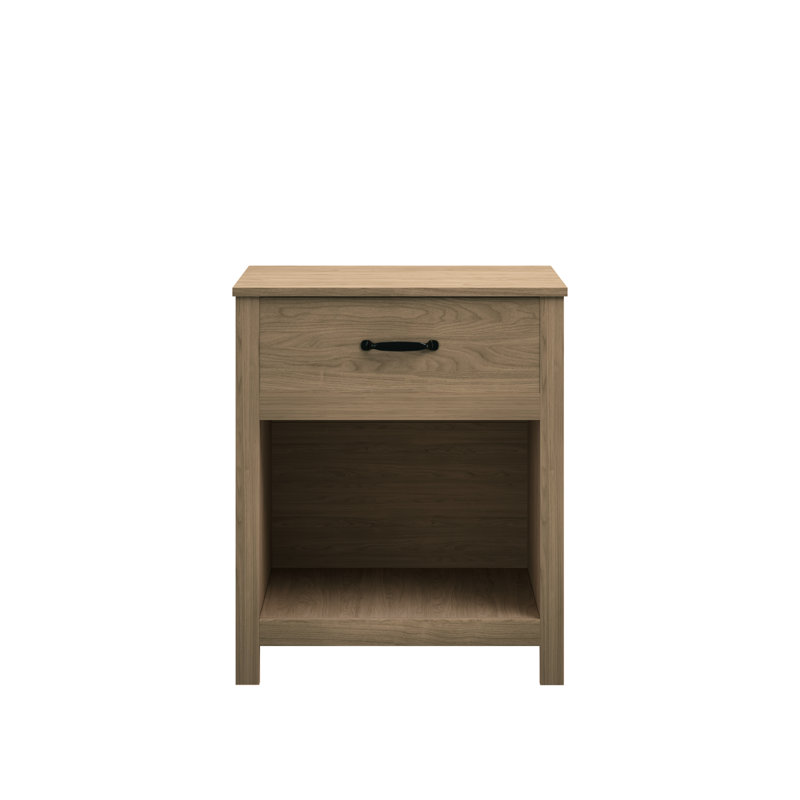 Table de chevet en bois avec tiroir et tablette ouverte, table de chevet moderne avec rangement, table de bout en bois pour chambre à coucher, salon ou appartement, finition naturelle