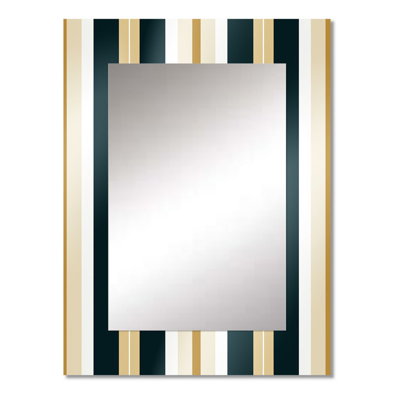Zahrea classique beige et vert élégance rayée - miroir décoratif rayé, 32 po x 24 po
