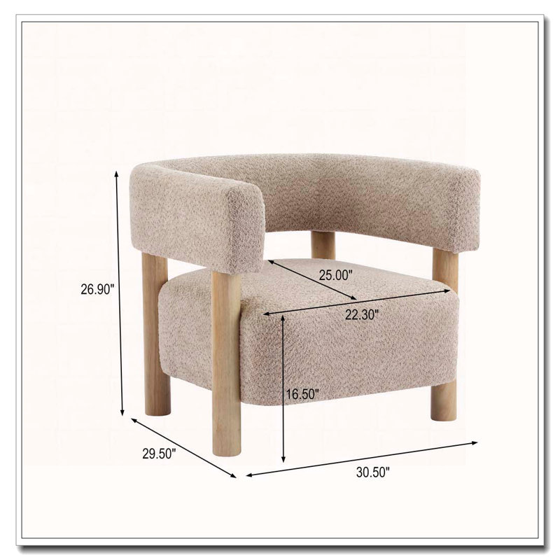 Boucle Upholstered Accent Arm Chair, Wheat