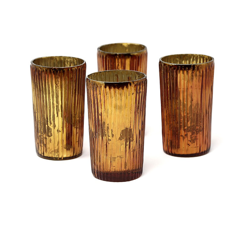Votive en verre à côtes