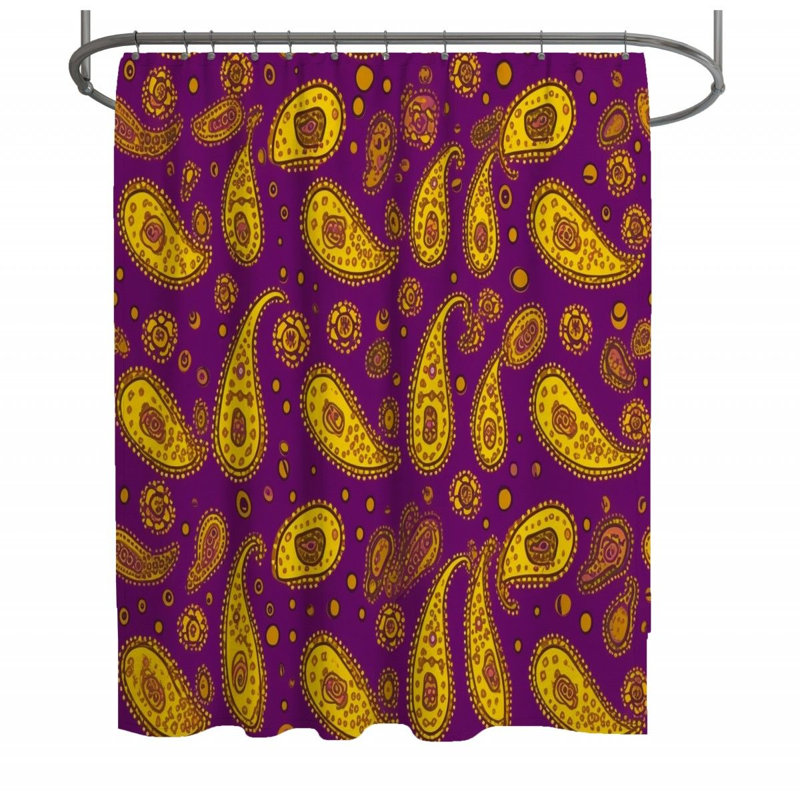 Rideau de douche à motif cachemire - Décoration de salle de bain abstraite, H 93 po x l 70 po