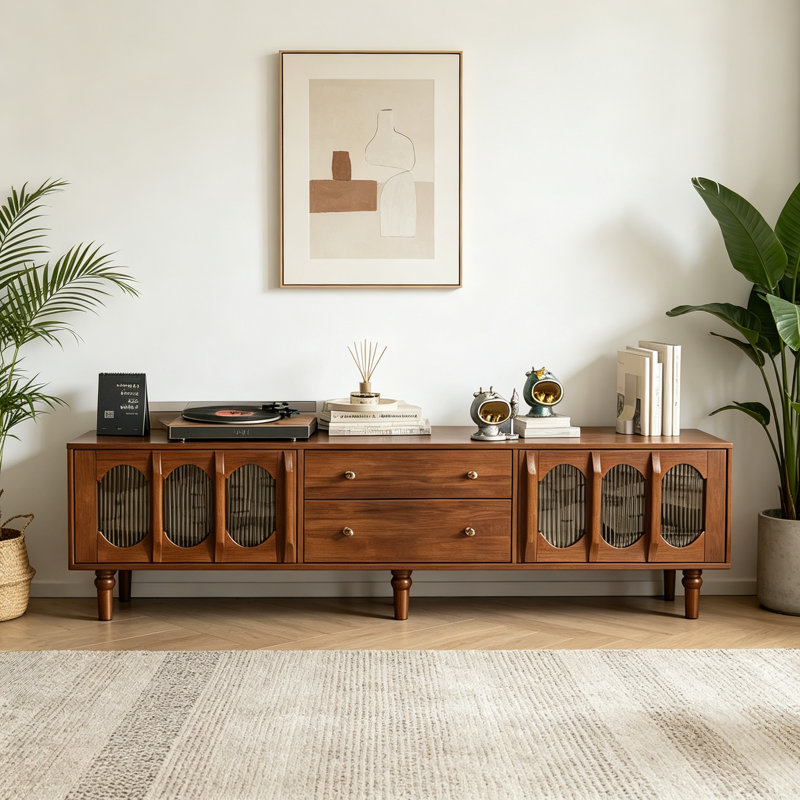 Meuble télé rétro et simple, H 19,69 po x L 78,74 po x l 15,75 po
