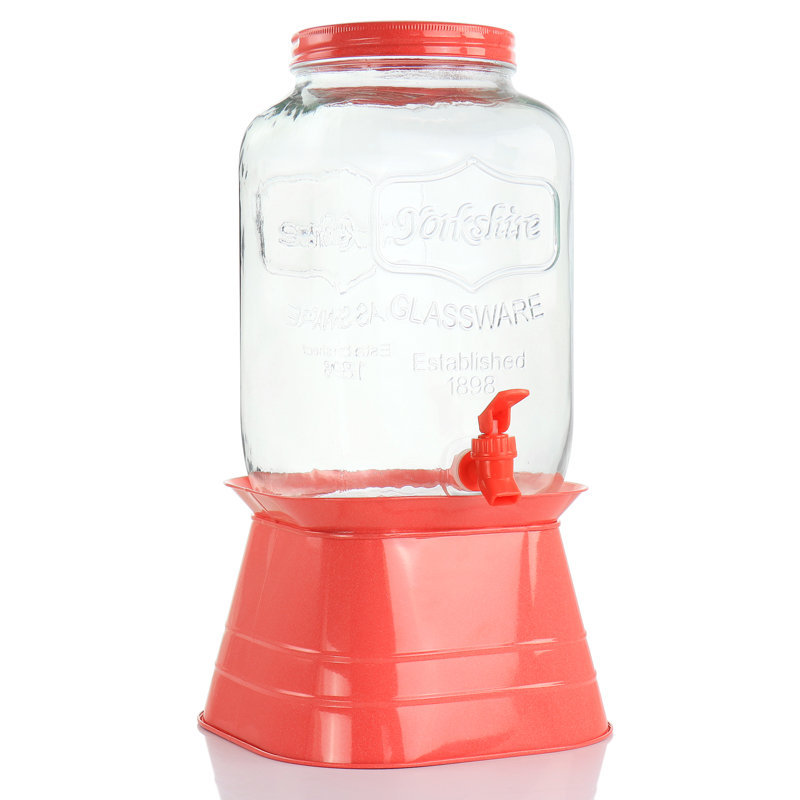 Shyleen 242oz. Glass Beverage Dispenser, Red