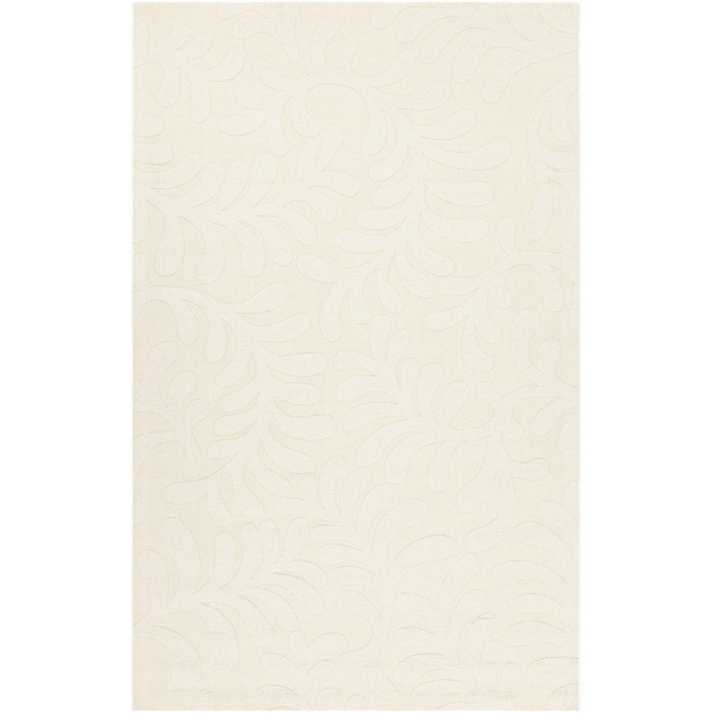 Tapis en laine touffeté à la main crème fabriqué à la main, 5 pi x 8 pi