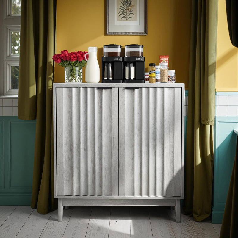 Wave Pattern Buffet Sideboard with Adjustable Shelves