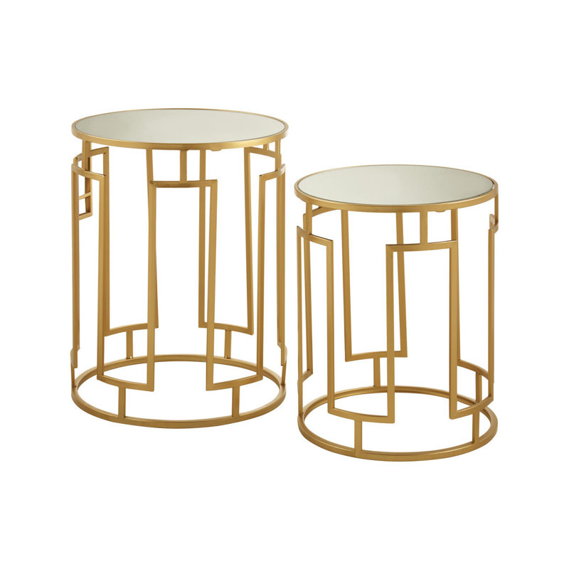 Elrosa Glass Top Drum Nesting Tables