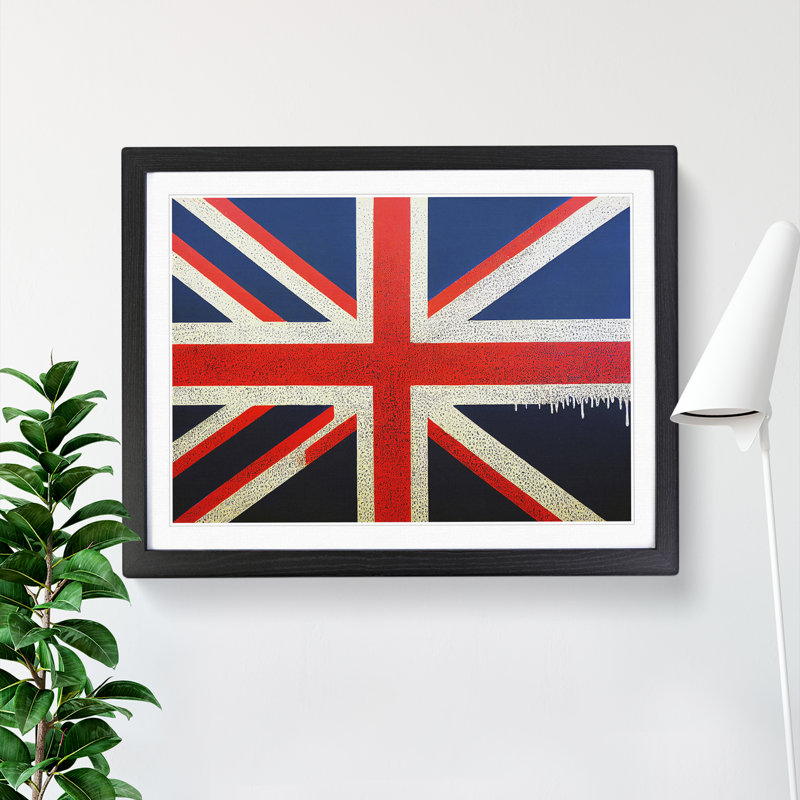 XH1022-6700X Painted Union Jack Flag Vol.3 Abstract - Single Picture Frame Print, Black, 25cm H x 34cm W x 2cm D