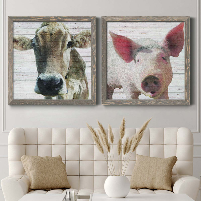 Maude - Ensemble de 2 cadres photo sur toile, H 71 po x l 35,5 po x P 1,5 po, Encadré gris