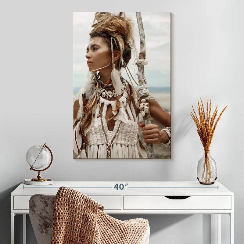 Leisha Native American Lady Warrior, H 30 po x l 20 po