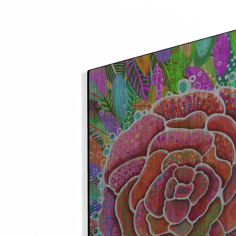 «Camelia Fondo2» par Noemi Ibarz, art mural en métal, H 24 po x l 16 po