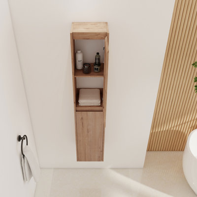 12" Bathroom Side Cabinet,Soft Close Doors,Float Mounting Design