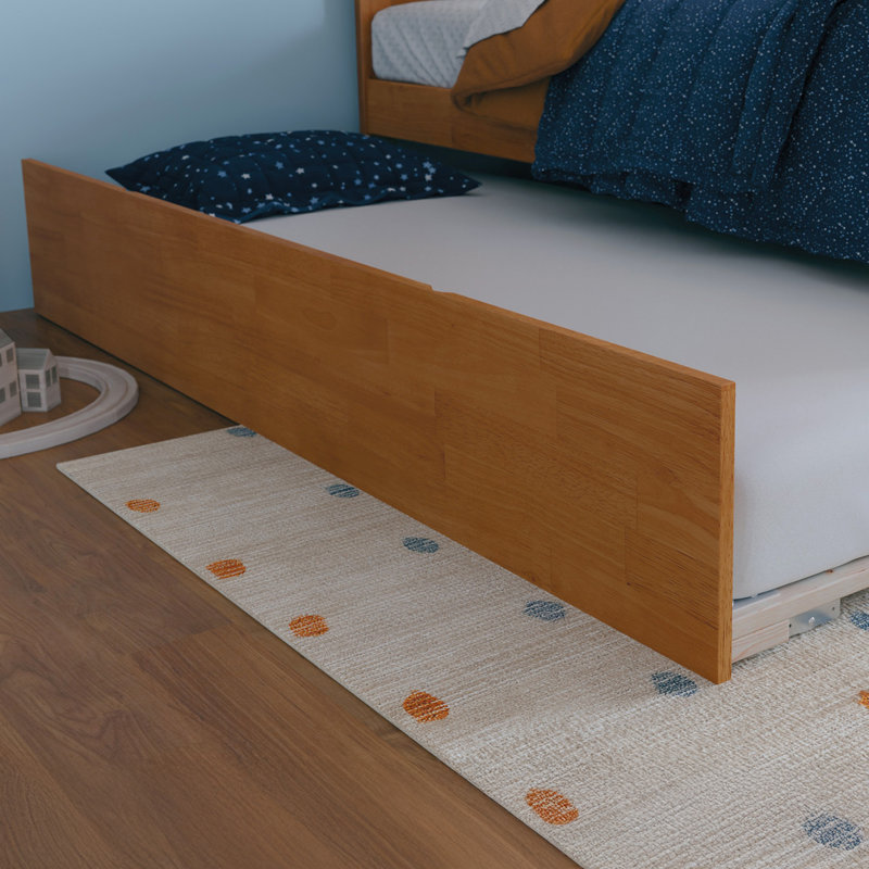 Rasnick Solid Wood Roll Out Trundle Bed, Twin, Light Toffee