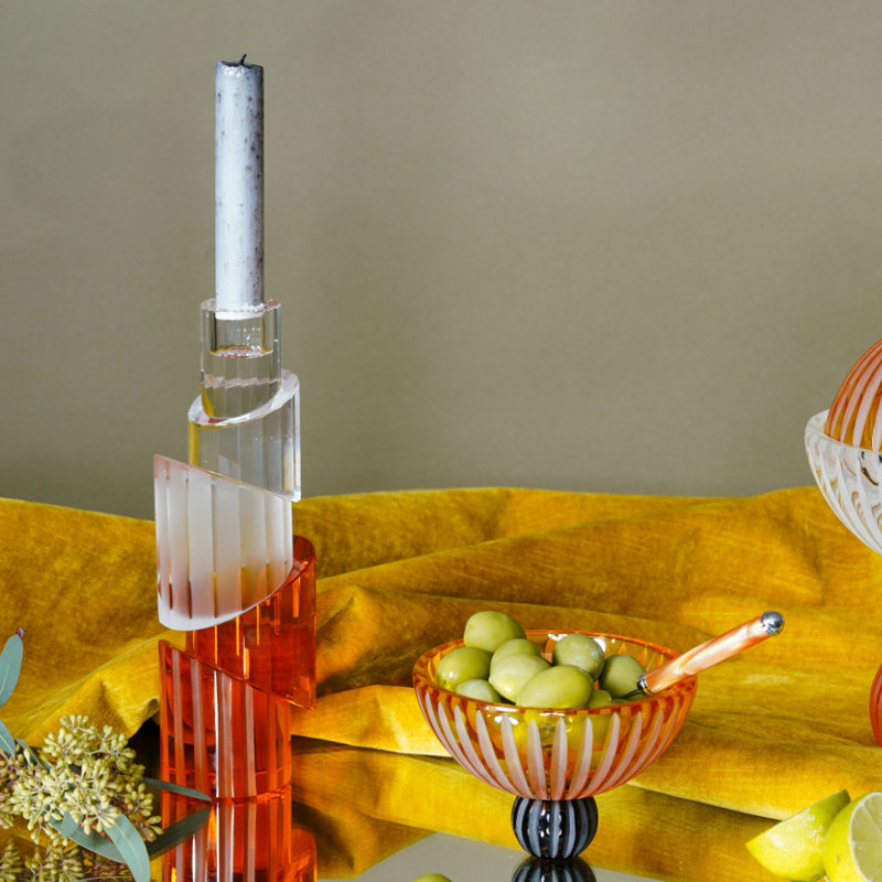 All' Eden Candlestick, Clear/Amber