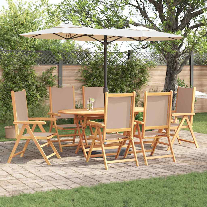 6 - Person Solid Wood Patio Dining Set Round Table