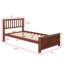 Lit plateforme en bois avec tête de lit, pied de lit et lattes en bois-375607764
