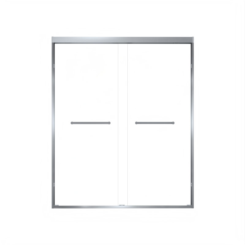 Porte de douche coulissante double encadrée l 56 à 60 po x H 72 po, verre trempé 5/16 po, nickel brossé