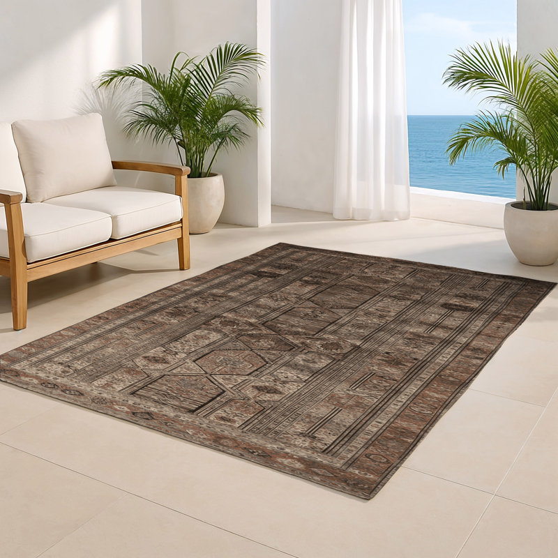 Persian Brown Indoor and Outdoor Area Rug, Rectangle 2' x 3'