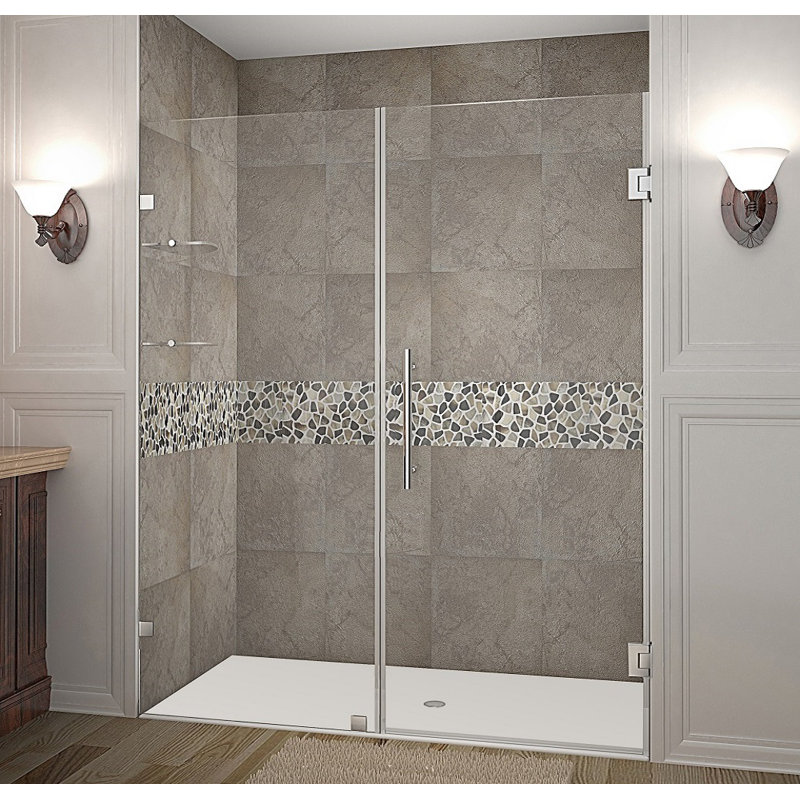 Nautis GS 65" x 72" Hinged Completely Frameless Shower Door, Chrome