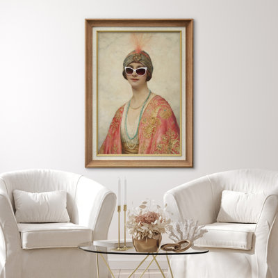 " Woman Stylish Retro Sunglasses " on Canvas