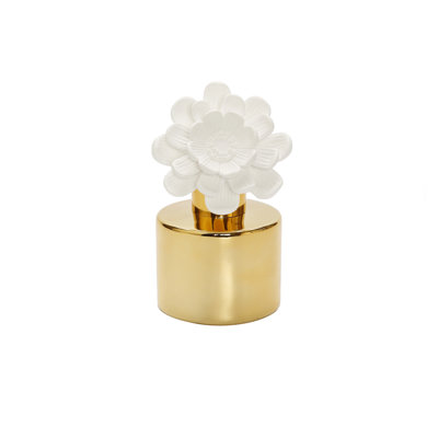 Diffuseur de bouteille d'or avec fleur blanche, parfum "Lily Of The Valley"