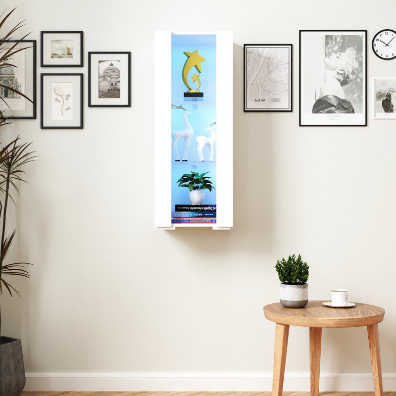 Unités de rangement avec tablettes en verre et éclairage en aluminium pour les armoires de chambre à coucher