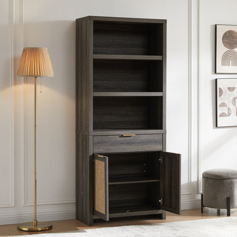 Dearbhaile 73"H Storage Bookcase, Midnight Oak